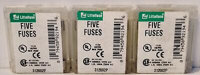 Littelfuse 312002P 250 V AC 2 A Fast-Acting Glass Fuses - Lot of 15