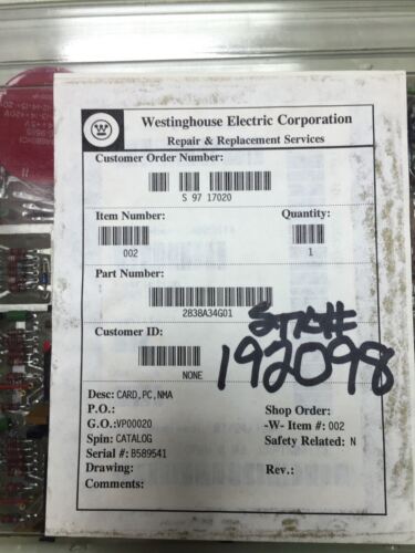 Westinghouse 2838A34G01 PC Board