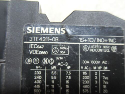 1 Siemens 3TF4-310-0BB4 CONTACTOR
