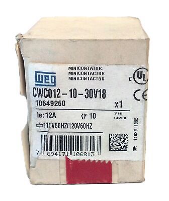 WEG CWC012-10-30V18 110/120 V AC 12 A IEC Miniature Contactor