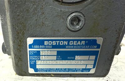 Boston Gear F715-20KT-B5-G5-T2 20:1 Ratio 700 Series Right Angle Worm Gearbox