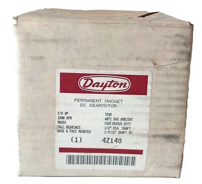 Dayton 4Z140 90 V DC 1800 RPM 1/8 HP Permanent Magnet DC Motor