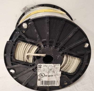 Southwire 22-96-58-01 12 AWG WHITE MTW THWN THHN AWM 500 FT SPOOL