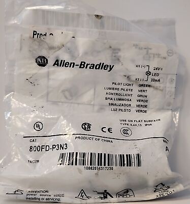 Allen-Bradley 800FD-P3N3 24 V AC/DC Green LED Pilot Light