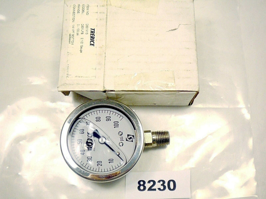 Trerice Pressure Gauge D831LFB 01-100 Psi Glycerin 2 1/2"