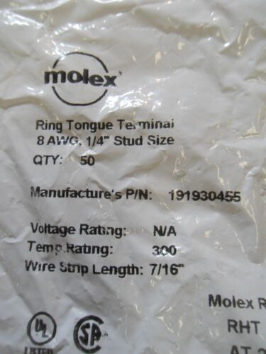 50 Molex 191930455 Ring Tongue Terminals