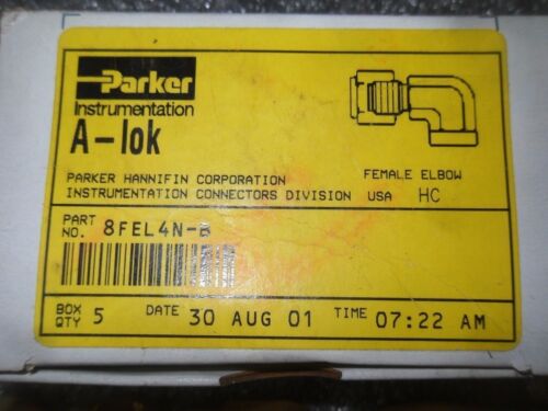 5 Parker 8FEL4N-B A-LOK Female Elbow Fittings