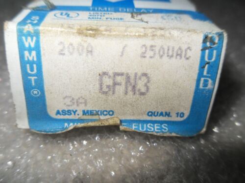 1 LOT OF 10 Gould Shawmut GFN3 250V TIME DELAY FUSES