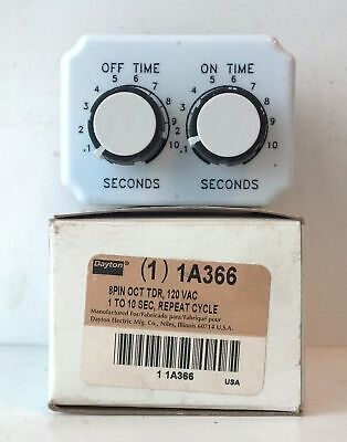 Dayton 1A366 120 VAC 30 VDC .1-10 sec On/Off Delay Solid State Time Delay Relay