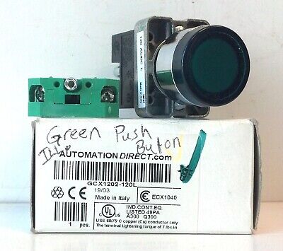 AutomationDirect GCX1202-120L 120 V AC/DC Green Flush LED Illuminated Pushbutton