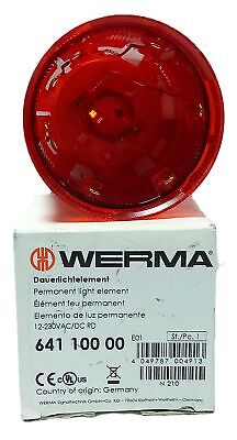 WERMA 641.100.00 12-230 V AC/DC Red Steady Beacon Light Lens No Bulb