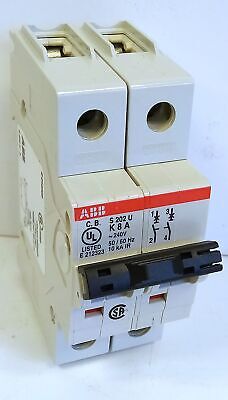 ABB S202U-K8A 240 V AC 8 A 2 Pole Miniature Circuit Breaker