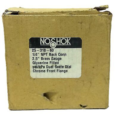 NOSHOK 25-310-60-1/4-BT3 0-60 psi Glycerine Filled Chrome Plated Pressure Gauge