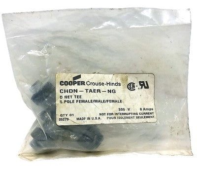 Crouse-Hinds CHDN-TAER-NG Devicenet 300 V 8 A 5-Pole Female/Male/Female Tee