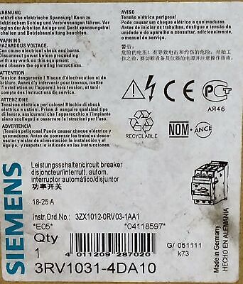 Siemens 3RV1031-4DA10 Motor Starter
