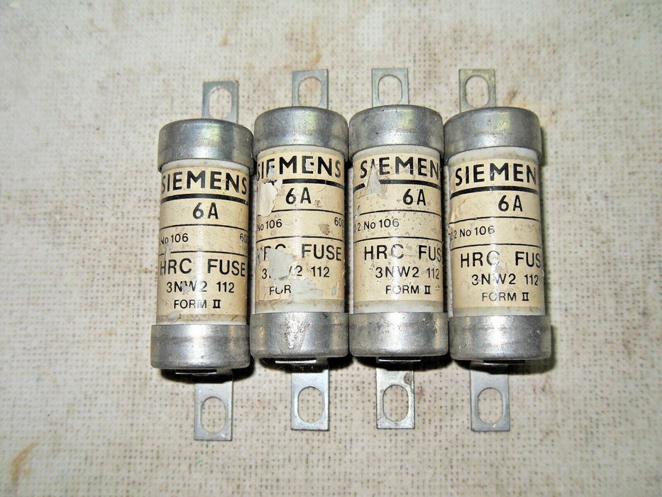 4 Siemens 3NW2 112 6A 600V Fuses