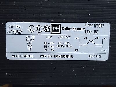 Cutler-Hammer C0150A2F Step Down Transformer