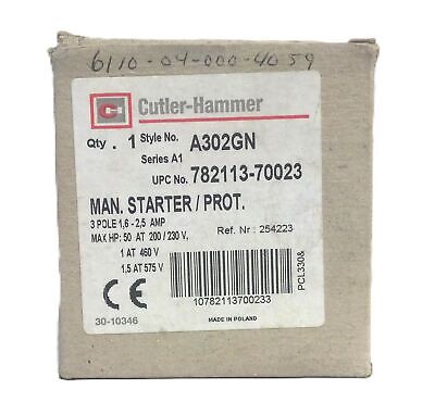 Cutler-Hammer A302GN 3 P 1.6-2.5 A 200/230 V Manual Starter Protector