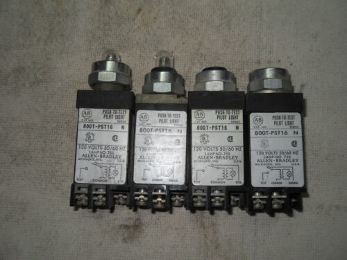1 LOT OF 4 Allen-Bradley 800T-PST16 PUSH TO TEST PILOT LIGHTS