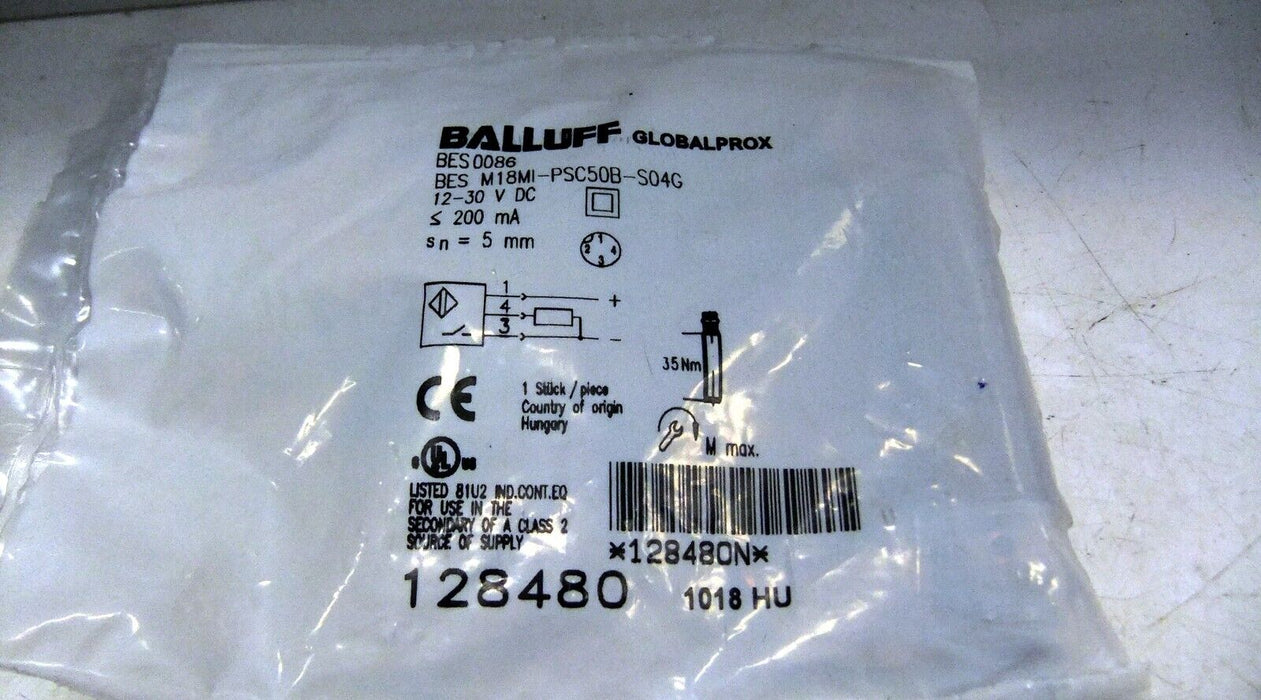 Balluff BES M18MI-PSC50B-S04G Inductive Proximity Sensor