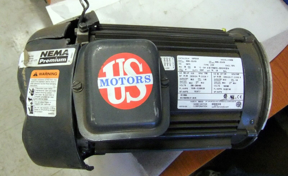 US Motors U5P2DCR 5 HP 1760 RPM