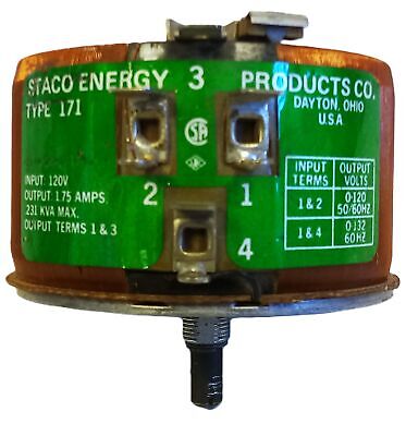 STACO ENERGY 171 125 VAC 1.75 A 0.231 kVA Variable Transformer