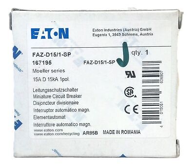 Eaton FAZ-D15/1-SP 277 V AC 48 V DC 15 A 1 P Miniature Supplementary Protector
