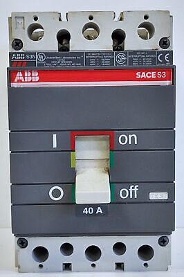 ABB S3N040TW SACE S3 600 VAC 3-Pole 40 A Molded Case Circuit Breaker