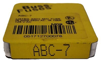 Bussmann ABC-7 250 V AC 7 A Fast Acting Fuses - Lot of 5
