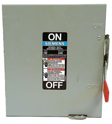 Siemens GF321N 240 V 30 A Fusible Disconnect Switch in a NEMA 1 Enclosure