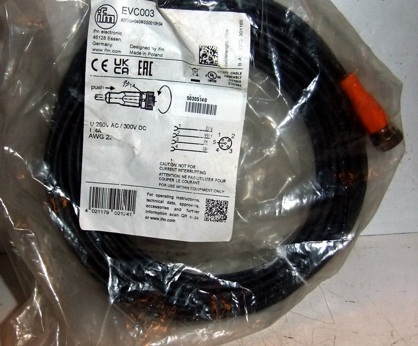 IFM EVC003 - ADOGH040MSS0010H04 Connector Cable 4A
