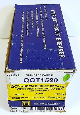 Square D QOT1520 120/240 VAC 15/20A Tandem Circuit Breaker (10 Pack of Breakers)