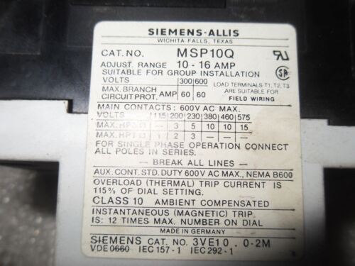 1 Siemens MSP10Q STARTER