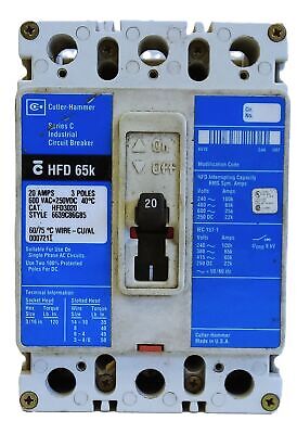 Cutler-Hammer HFD3020 Ser C 600V 20A Industrial Circuit Breaker