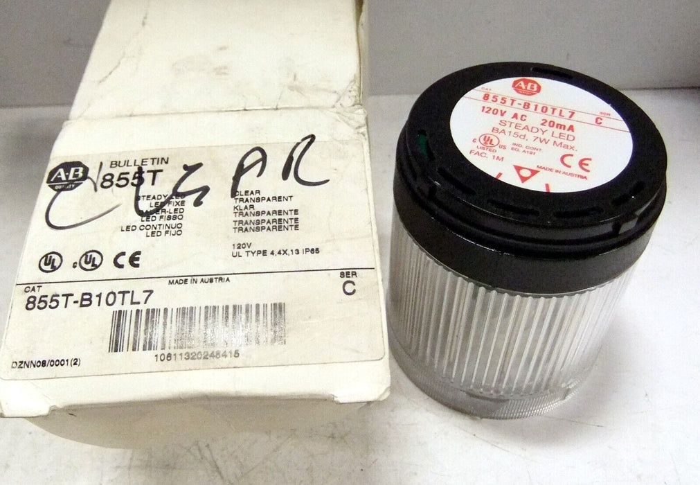 Allen-Bradley 855T-B10TL7 Stack Light Steady Clear