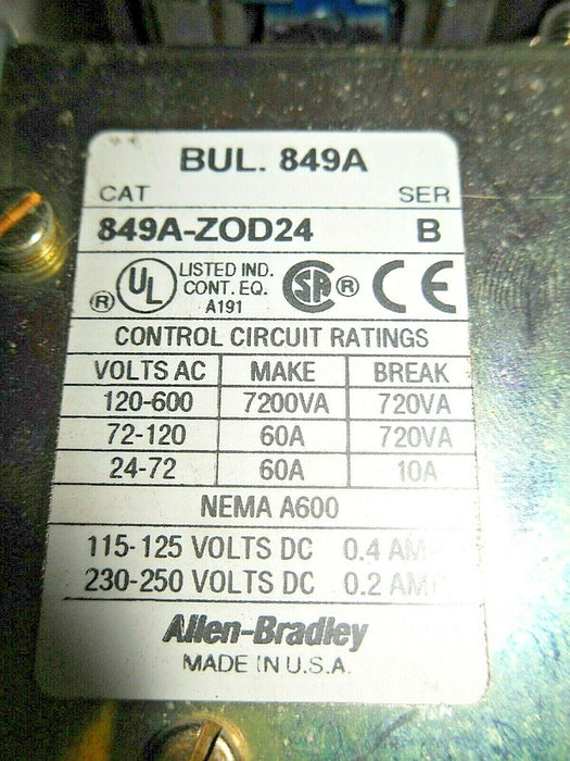 Allen-Bradley 849A-ZOD24 SER B Pneumatic Timing Relay