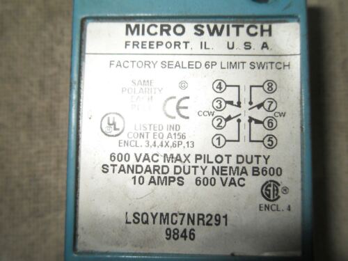 1 MICRO SWITCH LSQYMC7NR291 9846 LIMIT SWITCH