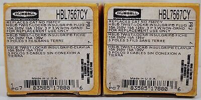 Hubbell HBL7567CY 3 Pole 3 Wire 15/10 A 125/250 V Non-Grounded Male Locking Plug