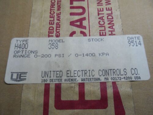 1 UNITED ELECTRIC CONTROLS CO H400 358 PRESSURE SWITCH