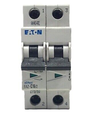 Eaton FAZ-C16/2 16 A 2 P Din Rail Mount Miniature Circuit Breaker
