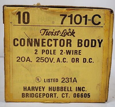 Hubbell HBL7101-C 7101-C 2 Pole 2 Wire 20 A 250 V Female Locking Plug