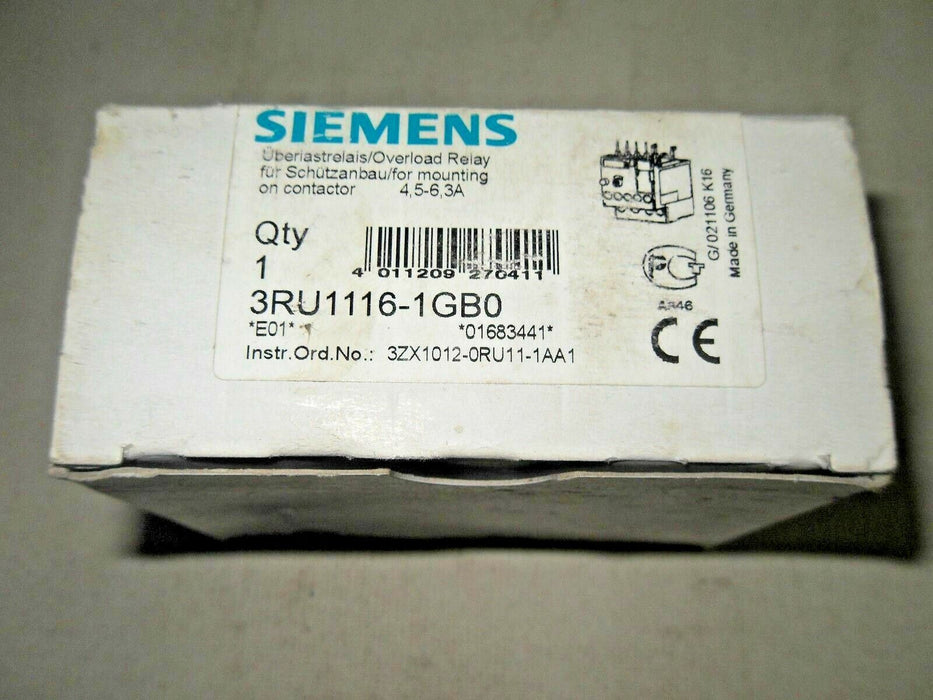 Siemens 3RU1-116-1GB0 Overload Relay