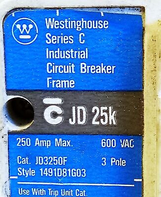 Cutler-Hammer JD3250F-1491D81GO3 600 VAC 250 A 3-Pole Industrial Circuit Breaker