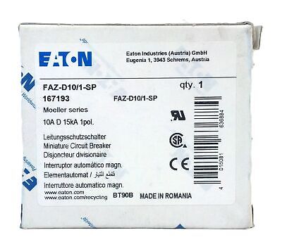 Eaton FAZ-D10/1-SP 277 V AC 48 V DC 10 A 1 P Miniature Supplementary Protector
