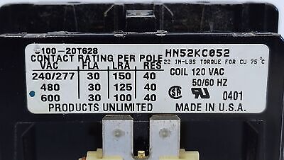 Carrier HN52KC052 120V 30A 2-Pole HVAC Contactor