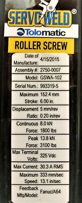 Tolomatic GSWA-102 1800Lbs 6in. Stroke Roller Screw Actuator