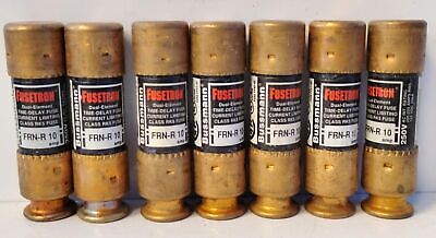 Bussmann FRN-R-10 250 V AC / 125 V DC 10 A Fusetron Time Delay Fuses - Lot of 7