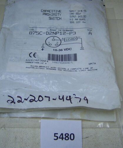 Allen-Bradley Capacitive Proximity Switch 875C-D2NP12-P3 10-30 VDC 200mA