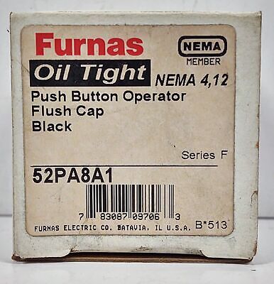 Furnas 52PA8A1 Push Button Operator with Black Flush Cap