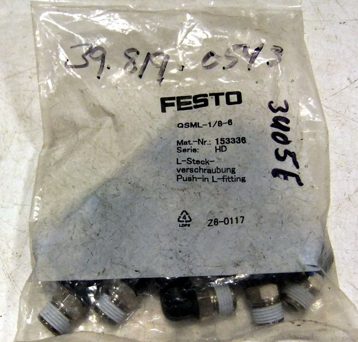 10 Festo Push in Fittings QSML-1/8-6